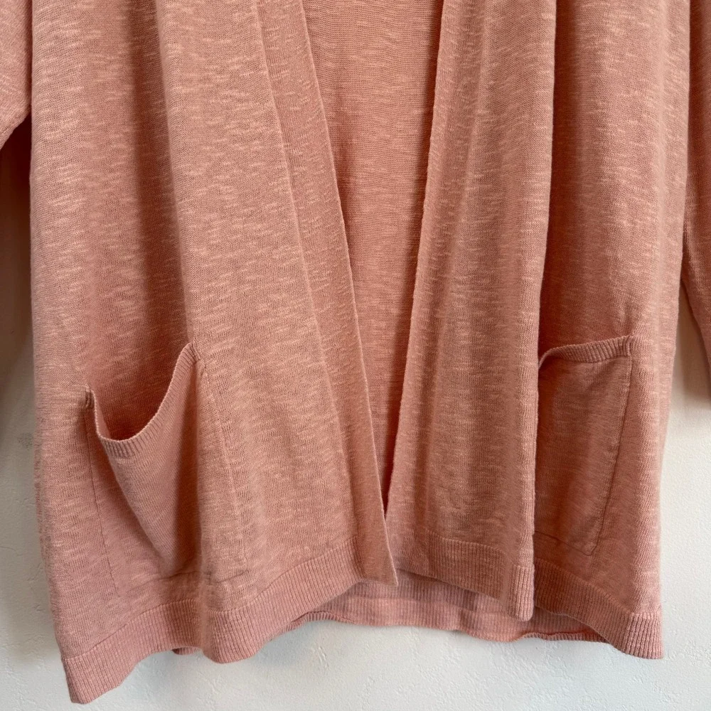 Eileen Fisher Cardigan XL Pink Organic Linen Open Front Minimalist Lagenlook